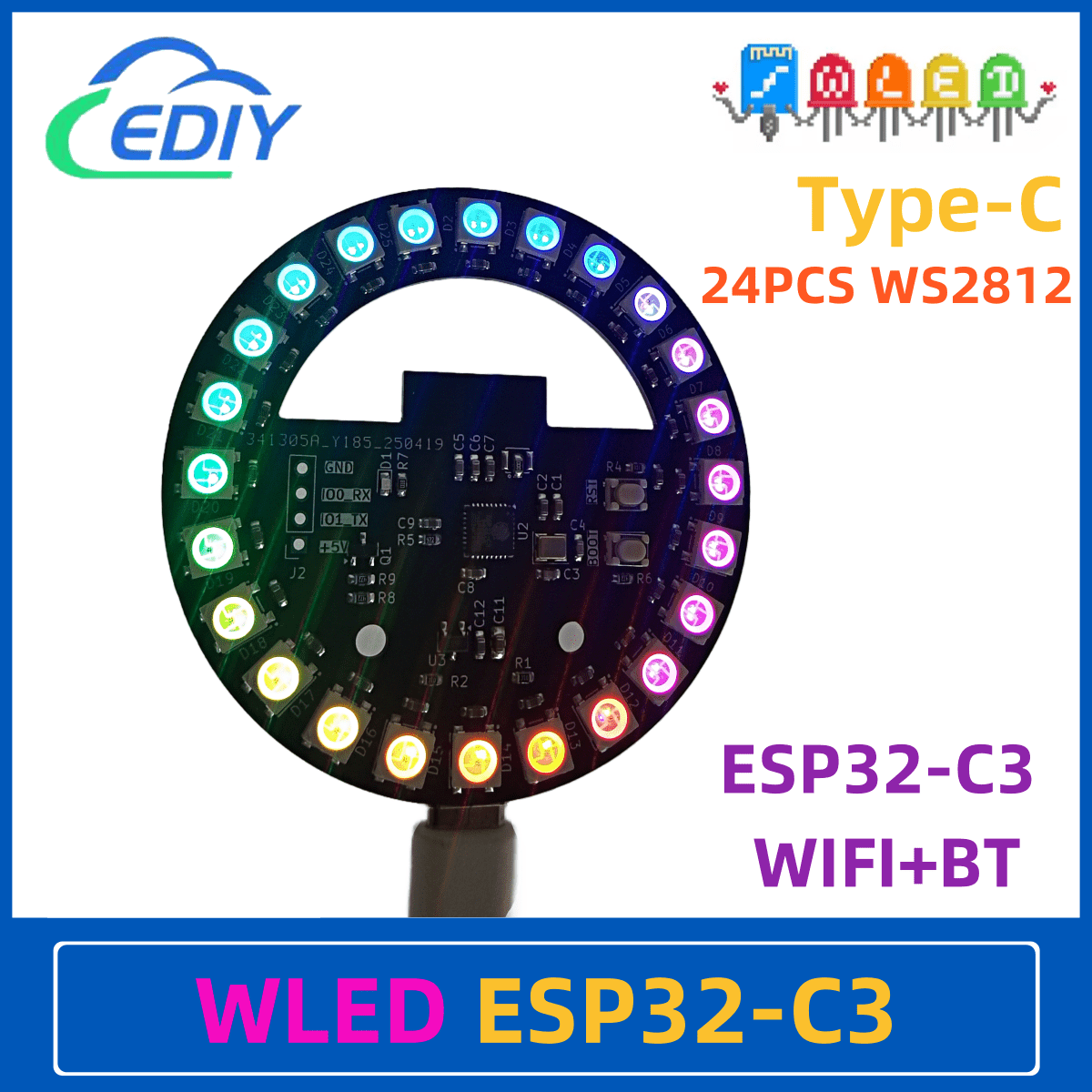 Esp32 C3 - WLED ESP32-C3 Entwicklungsboard Rundes buntes Licht